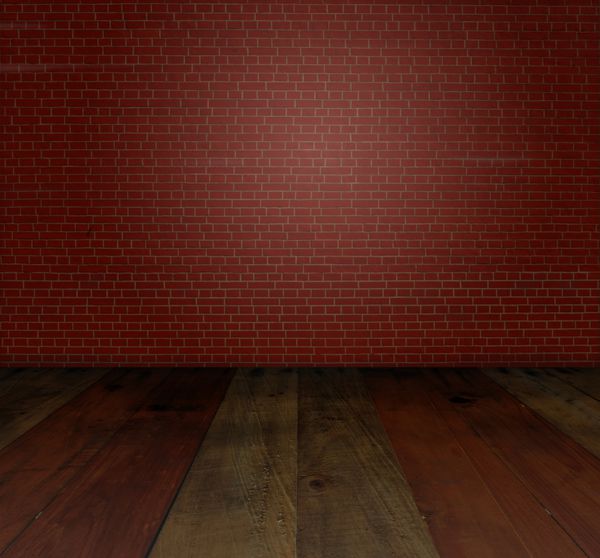 دیوار قهوه ای و کف چوبی با نور مرکزی