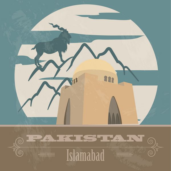 مکان های دیدنی پاکستان تصویر سبک رترو وکتور