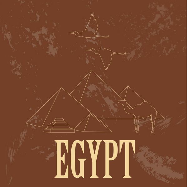 مکان های دیدنی مصر تصویر سبک رترو وکتور