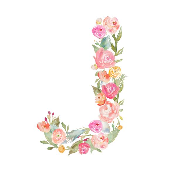 گل آبرنگ گل تک نگار حرف j حرف j از گل ساخته شده است الفبای گل