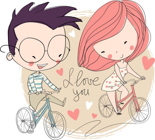 دوچرخه سواری دختر و پسر کارت عشق