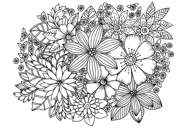 الگوی گل وکتور گل های ابله سیاه و سفید