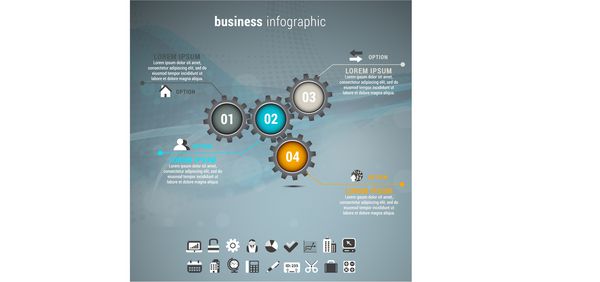 وکتور از اینفوگرافیک تجاری ساخته شده از چرخ دنده