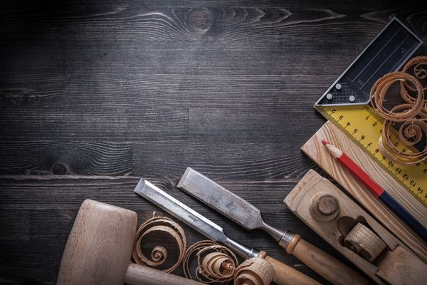 ابزار نجار در مفهوم ساخت تخته چوبی
