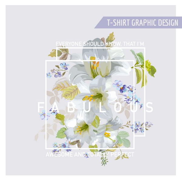 طرح گرافیکی زنبق گل - برای تی شرت مد چاپ - به صورت وکتور