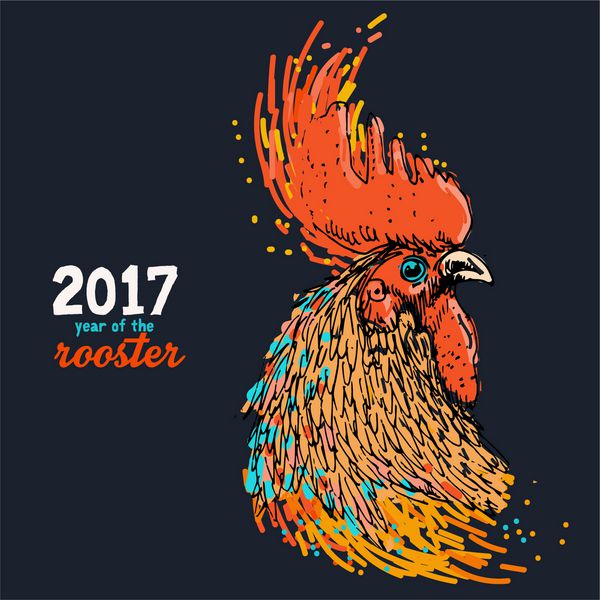 وکتور تصویر طراحی پرنده خروس 2017 با متن