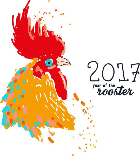 وکتور تصویر طراحی پرنده خروس 2017 با متن