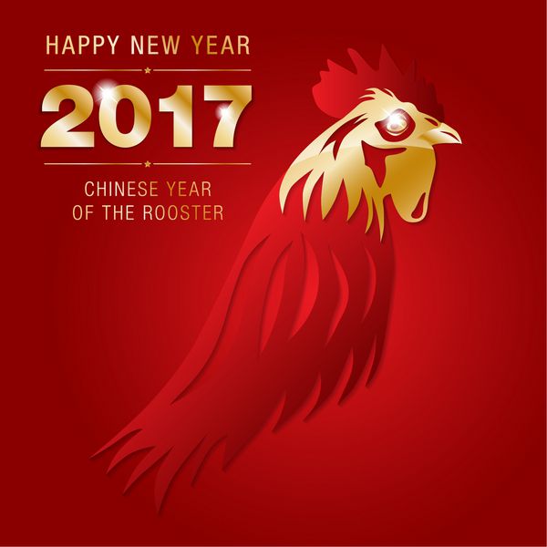 کارت تبریک سال جدید چینی خروس 2017 - وکتور