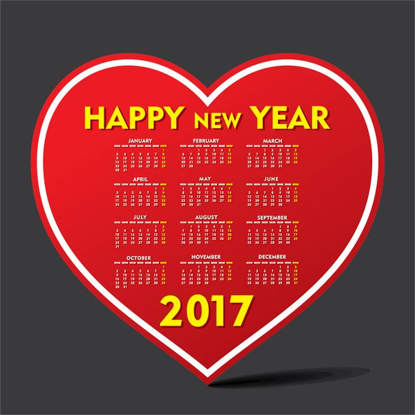 وکتور از تقویم خلاقانه سال نو برای سال 2017