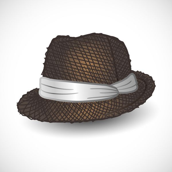 کلاه قهوه‌ای فدورا جدا شده- تصویر وکتور سایه و پس‌زمینه روی لایه‌های جداگانه ویرایش آسان