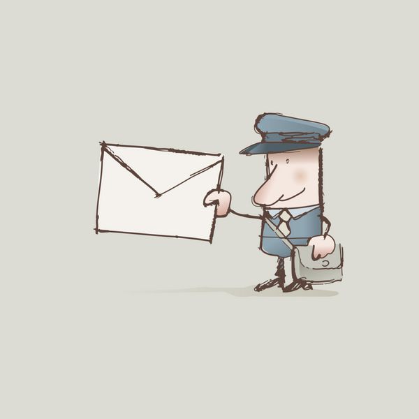 پستچی کارتونی در حال تحویل نامه