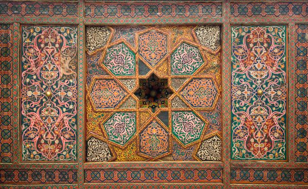 سقف چوبی زیور آلات شرقی از خیوه ازبکستان