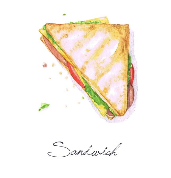 ساندویچ - مجموعه غذای آبرنگ