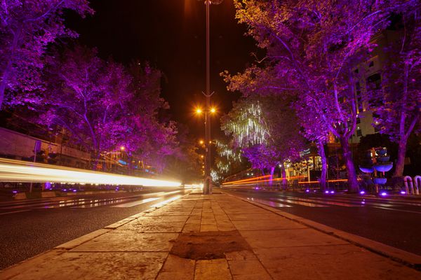خیابان vview منظره شبانه در شهر تهران ایران