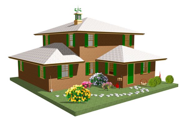 casa con giardino-home with garden-3d-3