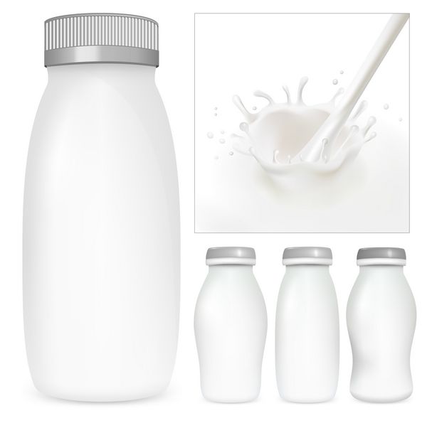 مجموعه وکتور بسته های شیر و ماست خالی پاشش شیری