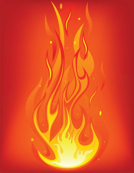 شعله آتش در پس زمینه قرمز
