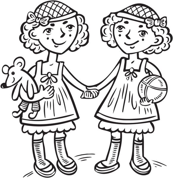 دو دختر با اسباب بازی کودکان