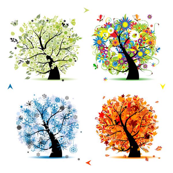 چهار فصل - بهار تابستان پاییز زمستان درختان هنری