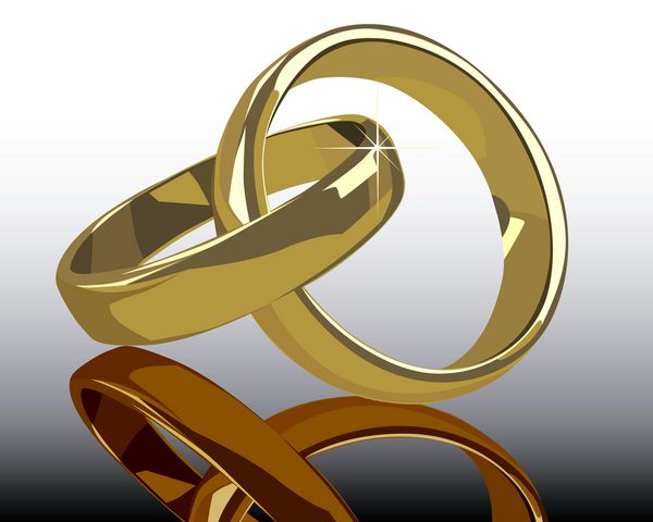 حلقه ازدواج طلا با انعکاس