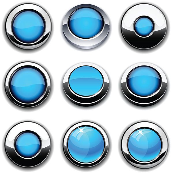 دکمه های گرد آبی با حاشیه های کرومی