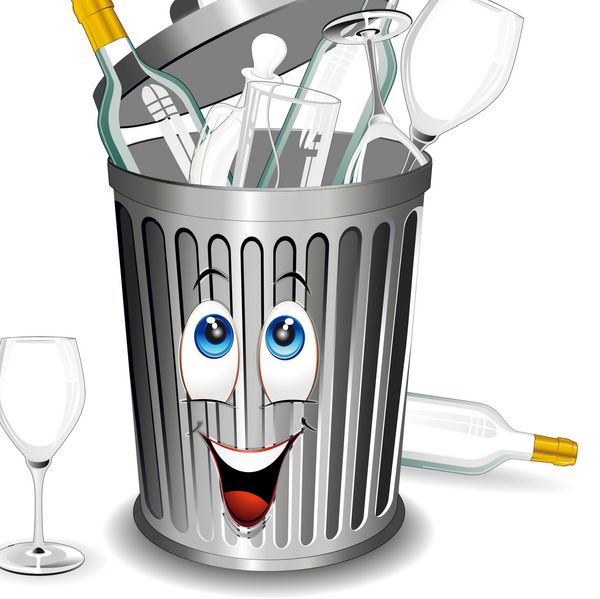 کارتون riciclaggio vetro-bidone-سطل بازیافت شیشه ای-وکتور