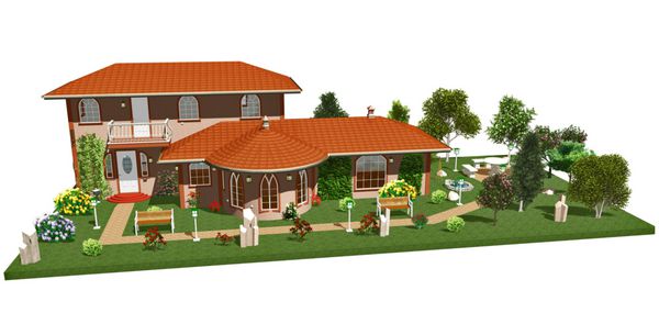 خانه مسکونی casa di lusso residenza con parco-house with garden-3d