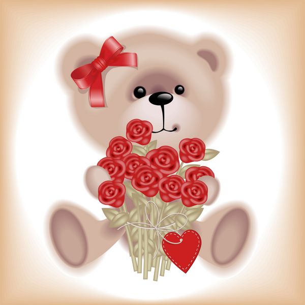 خرس عروسکی دختر با گل