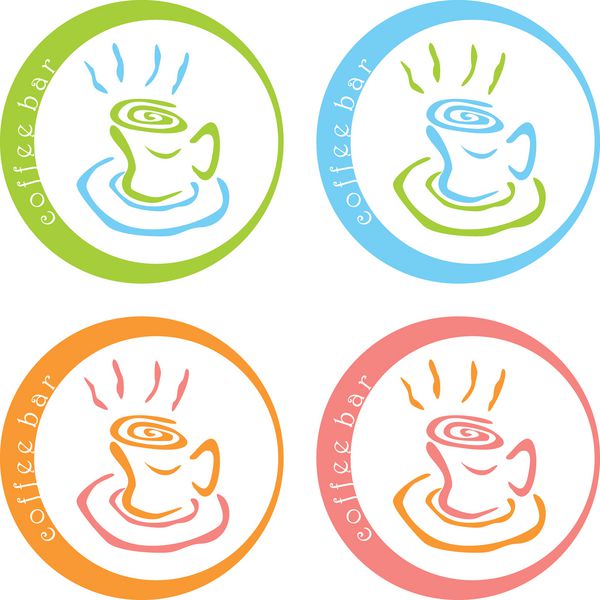 وکتور قهوه طراحی لوگوی رنگارنگ