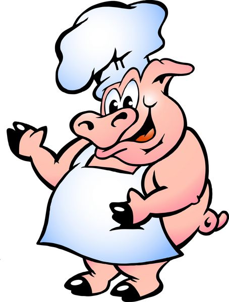 وکتور دست‌آشپز یک خوک که پیش‌بند پوشیده است