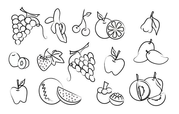 مجموعه ای از آیکون های طراحی میوه