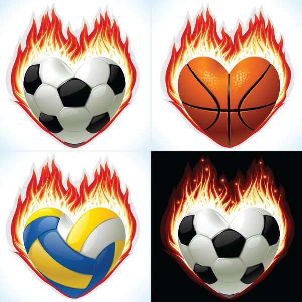 فوتبال بسکتبال و والیبال به شکل قلب