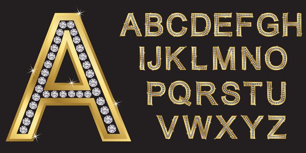 مجموعه الفبای طلایی حروف با الماس