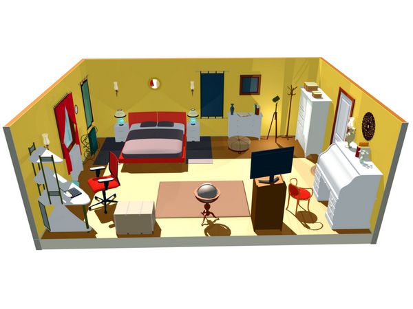 دوربین da letto interno-room plan-3d