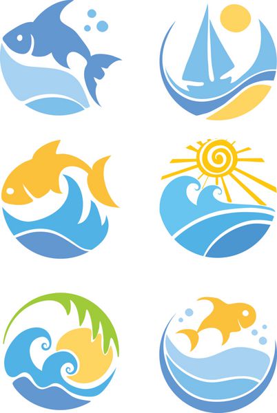 مجموعه ای از نمادها - از ماهی و دریا