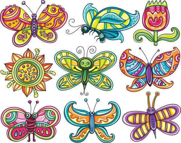 ست پروانه های کارتونی