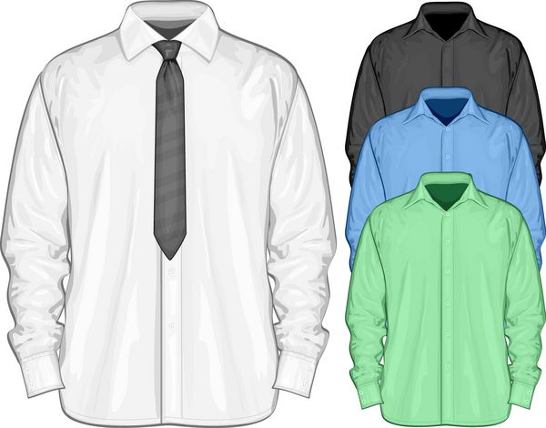 وکتور از پیراهن لباس دکمه به پایین با کراوات