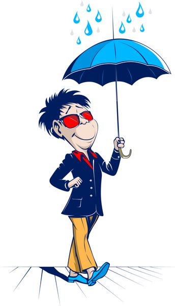 مرد کارتونی با چتر باز