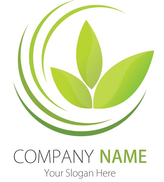 طراحی لوگو شرکت کسب و کار وکتور برگ سبز قوس