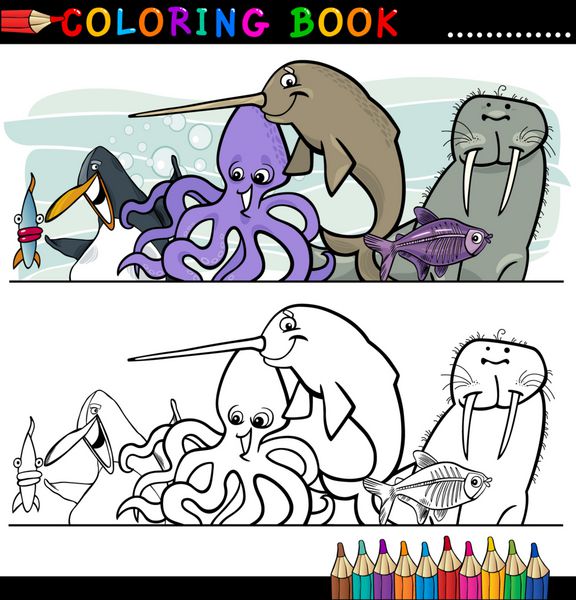 حیوانات دریایی و دریایی برای رنگ آمیزی