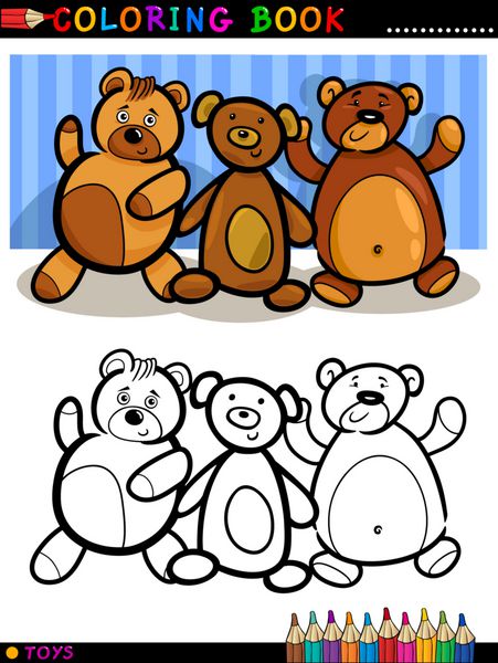 کارتون خرس های عروسکی برای رنگ آمیزی