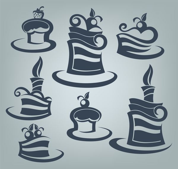 کیک و شیرینی مجموعه ای از نمادهای خوشمزه