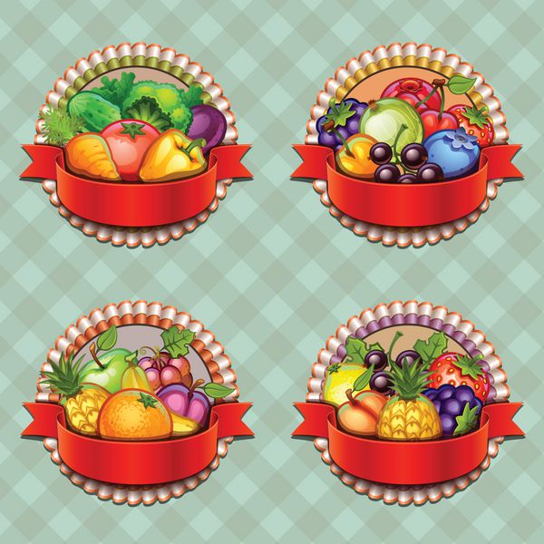 مجموعه برچسب میوه و سبزیجات