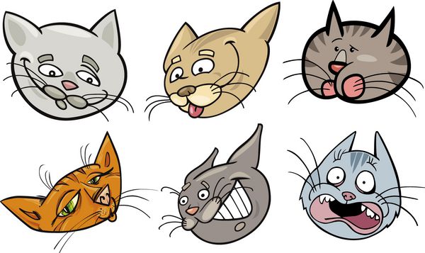 ست سر گربه های کارتونی خنده دار