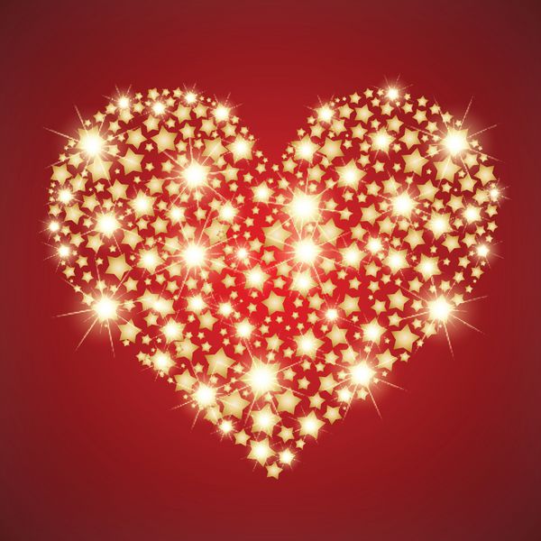 قلب ساخته شده با استراس طلایی وکتور