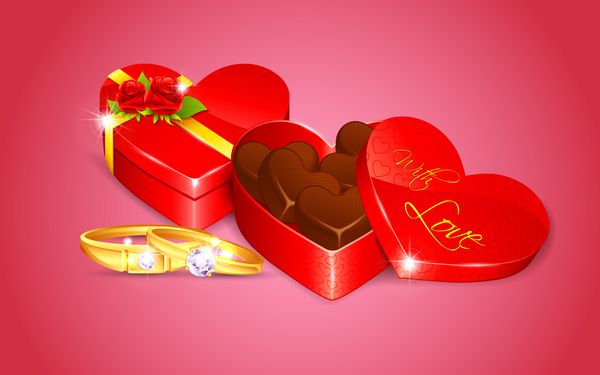 شکلات در جعبه شکل قلب