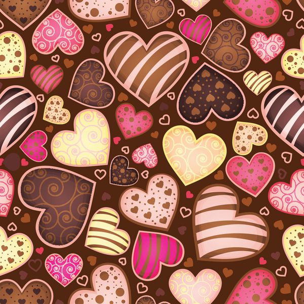 الگوی شکلات بدون درز با گوشت شیرین به شکل قلب