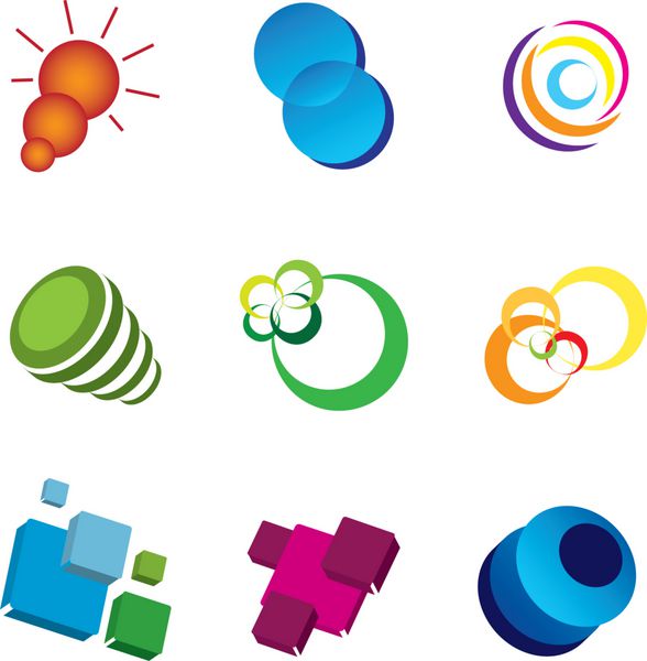 مجموعه ای از عناصر لوگو فناوری کسب و کار