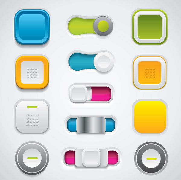 دکمه های رنگارنگ در طرح های مختلف