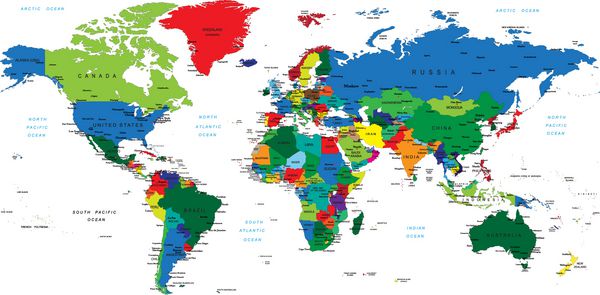 نقشه جهان - کشورها